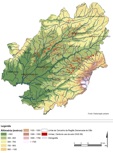 Hypsometry and viticultural location in the Dão Demarcated Region